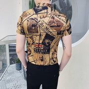 Luxury Gold Black Shirt Summer Short Sleeve Fashion Designer