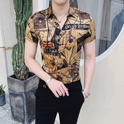 Luxury Gold Black Shirt Summer Short Sleeve Fashion Designer