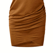 Women's Solid Color Short Sleeve Dress Casual Crew Neck, Everyday Wear