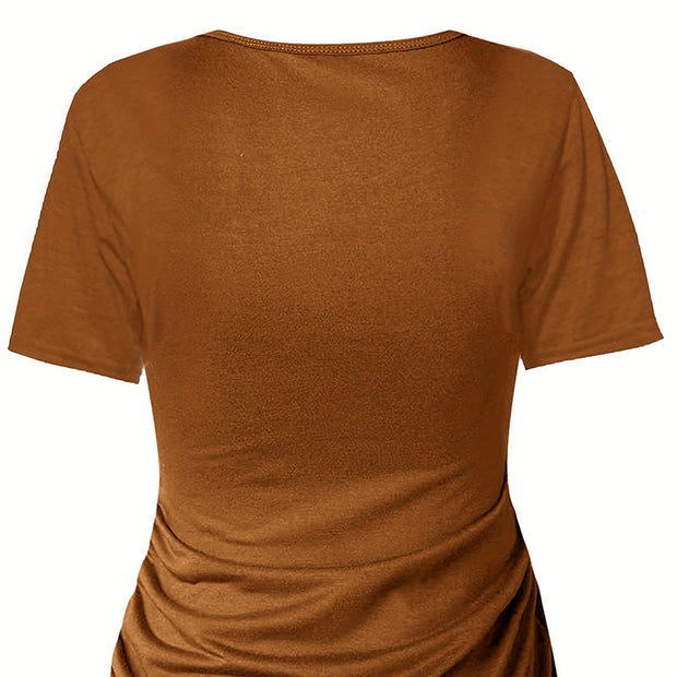 Women's Solid Color Short Sleeve Dress Casual Crew Neck, Everyday Wear