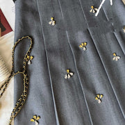 Luxury College Style Niche Designer Cut Label Early Heavy Industry Rhinestone Pleated Skirt